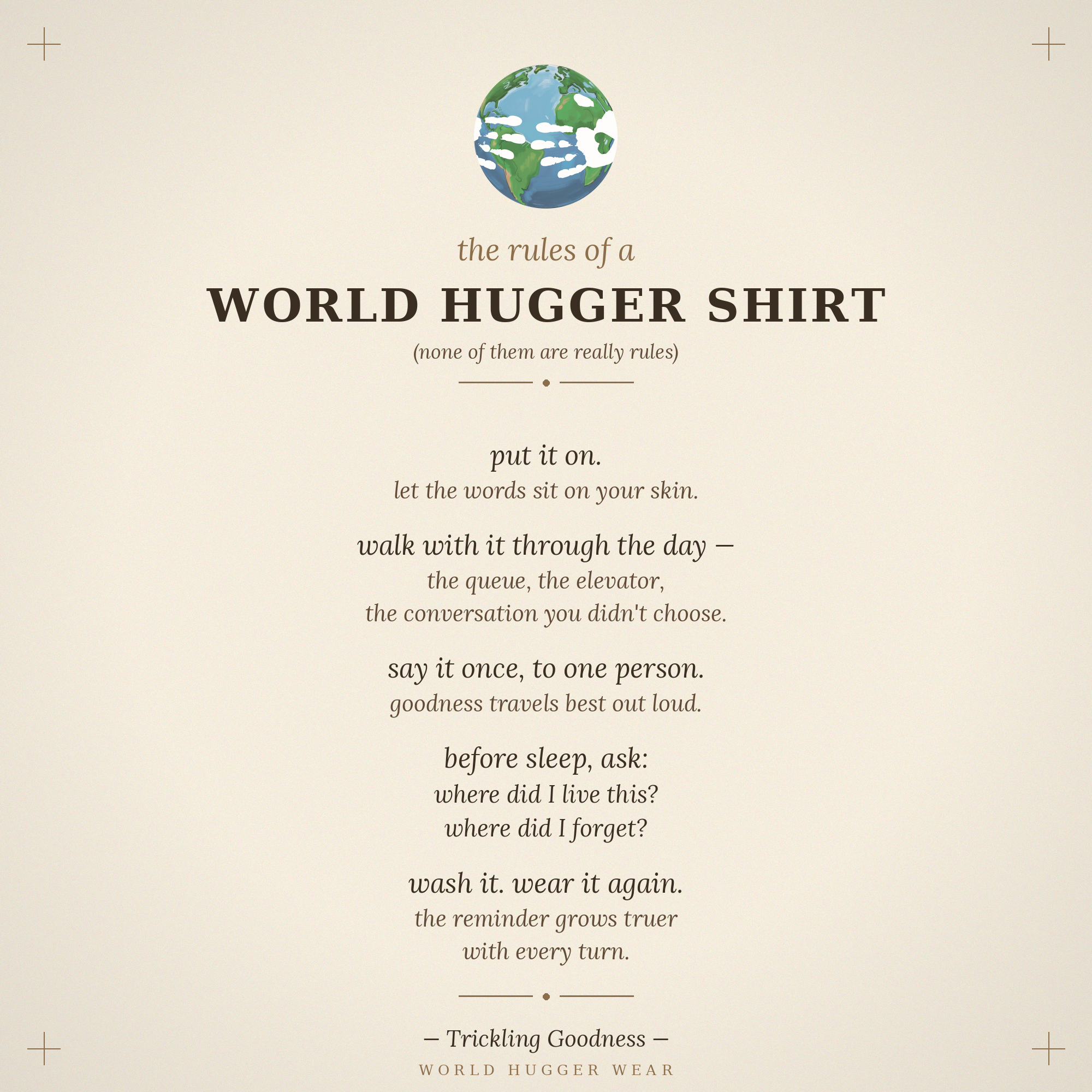The Rules of a World Hugger Shirt
